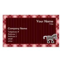 Cute Horse; Red Plaid Business Card Template