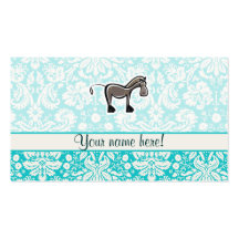 Cute Horse; Teal Business Card Template