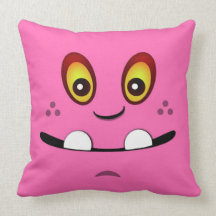Cute Hot Pink Monster Face w/ an Underbite Pillow