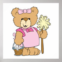 Cute House Cleaning Bear Print