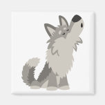 Cute Howling Cartoon Wolf  Magnet