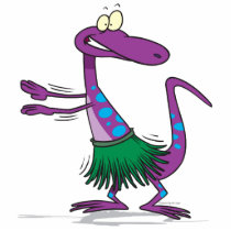 cute hula dancing gecko lizard cartoon cut out