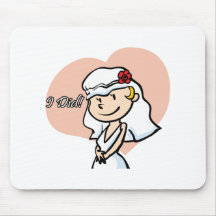 Cute "I did" Cartoon Bride Mouse Mats