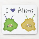 Cute I love Aliens mouse pad