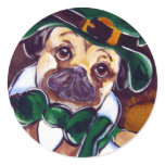 Cute Irish Pug Round Stickers