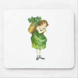 Cute Irish Shamrock Girl mousepads