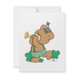 cute irish st paddy teddy bear playing irish horn invitations