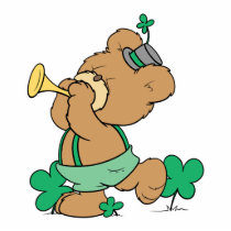 cute irish st paddy teddy bear playing irish horn acrylic cut outs