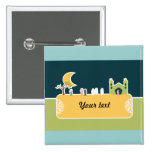 Cute Islamic Children Mosque Cartoon Muslim Name Pinback Button