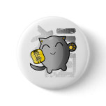 cute Japanese lucky cat - silver buttons