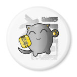 cute Japanese lucky cat - silver magnets