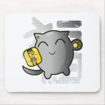cute Japanese lucky cat - silver mousepads
