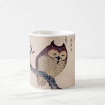 Cute Japanese Smiling Owl Coffee Mugs