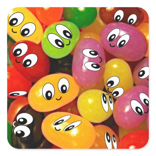 Cute Jelly Bean Smileys Square Stickers Zazzle