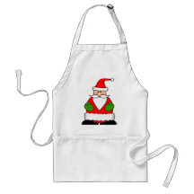 Cute Jolly Santa Holiday Cartoon Aprons