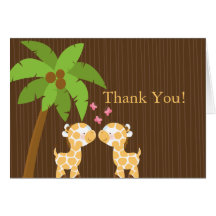 Cute Jungle Giraffe Multiple Baby Shower Thank You Cards