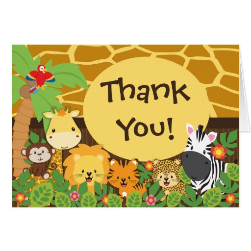Cute Jungle Safari Animals Thank You Greeting Cards Zazzle