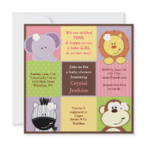 Cute Jungle Squares Baby Shower Invitation