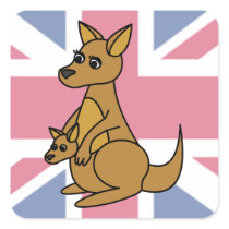 Cute Kangaroo and Joey Flag Background