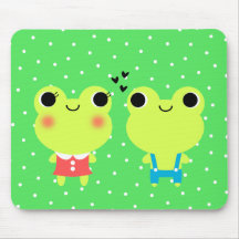 Cute Kawaii Cartoon Frog Couple Mousepad