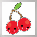 cute kawaii cherries posters