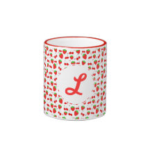 Cute Kawaii fruits strawberry cherry monogram Coffee Mugs