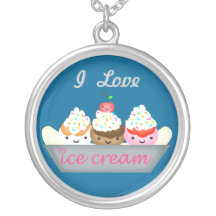 Cute Kawaii Ice Cream Love Necklace / Pendant