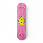 Cute kawaii lemon skateboard with pink background