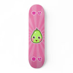 Cute kawaii pear skateboard with pink background