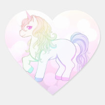 Cute kawaii rainbow coloured unicorn pony heart sticker