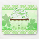Cute kawaii St Patricks day cupcake mousepads