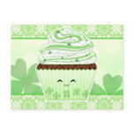 Cute kawaii St Patricks day cupcake postcards