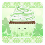 Cute kawaii St Patricks day cupcake stickers