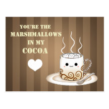 Cute kawaii warm cocoa drink post card
