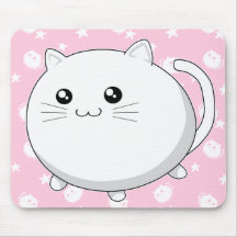 Cute Kawaii white kitty cat Mousepads