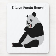 Cute Kids I Love Panda Bears Animal Mousepad