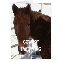 Cute Kids Love a Rocking Horse - Cowboy Parenting Greeting Card
