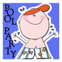 Cute Kids Summer Pool Party Birthday Invitation invitations