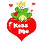 cute kiss me frog prince on heart cartoon photo sculptures
