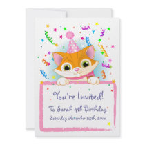 Cute Kitten Birthday Invites