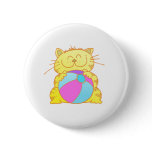 Cute Kitten Play Beach Ball Pinback Button