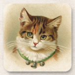 Cute kitten with bells on necklace - for cat lover cork coasters