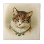 Cute kitten with bells on necklace - for cat lover tiles