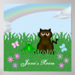 Cute Kitty and Frog Personalised Poster posters