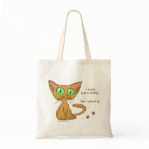 Cute Kitty Ate Your Cookie Canvas Bags