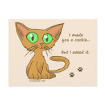 Cute Kitty Ate Your Cookie postcards