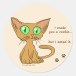 Cute Kitty Ate Your Cookie Round Sticker