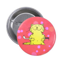 Cute Kitty Golfer Red Back Ground buttons