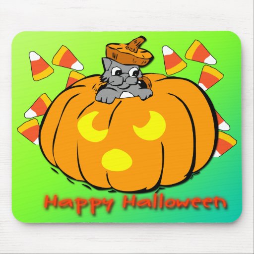 Cute Kitty Halloween Pumpkin Mousepad