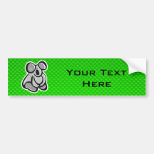 Cute Koala; Green Bumper Stickers